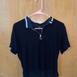 H&M Black Zip-Up Polo Shirt